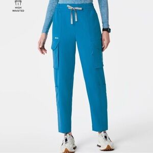 High-Waisted Blue Barrel Style  Cargo Pants